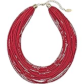 Bocar Multi Layer Chunky Bib Statement Seed Beads Cluster Collar Necklace for Women Gift (NK-10351)