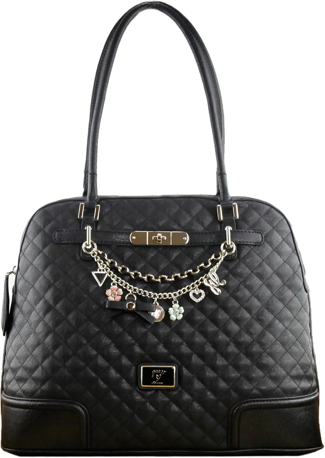 Guess Amour Women's Quilted Faux Leather Vintage Style Dome Satchel Bag