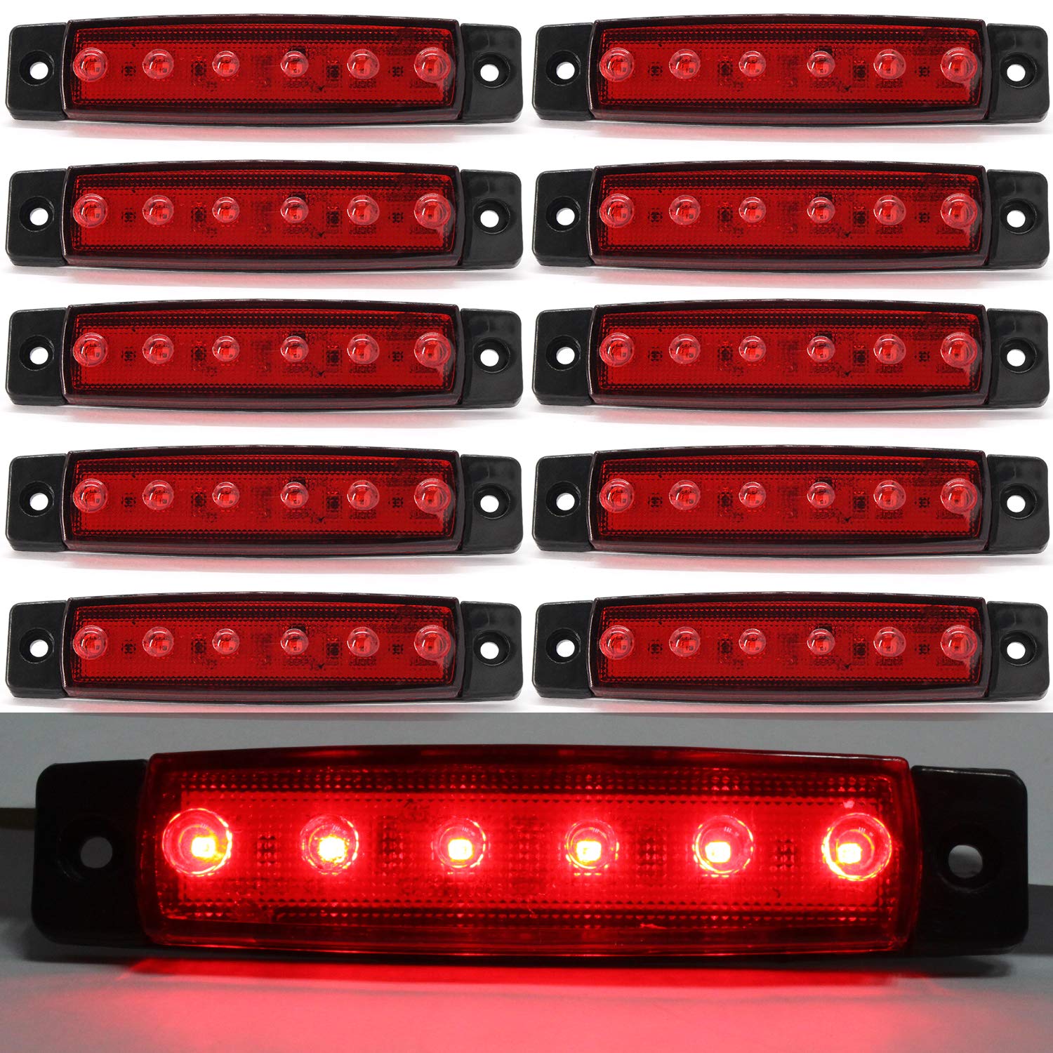 30 x RED 6 LED 12V Side Marker Light HGV Bus Van Trailer Indicator