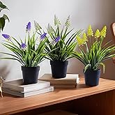 Yarmare 3 Pack Fake Small Plant in Pot Artificial Potted Flowers for Home Decor Fake Flower Plant Greenery Mini Faux Plant for Indoor Bedroom Living Room Office Shelf Bathroom Farmhouse Decor (Type 2)