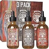 Viking Revolution - Beard Oil Conditioner 3 Pack - All Natural Variety Bay Rum, Unscented, & Sandalwood - Conditioning and Mo