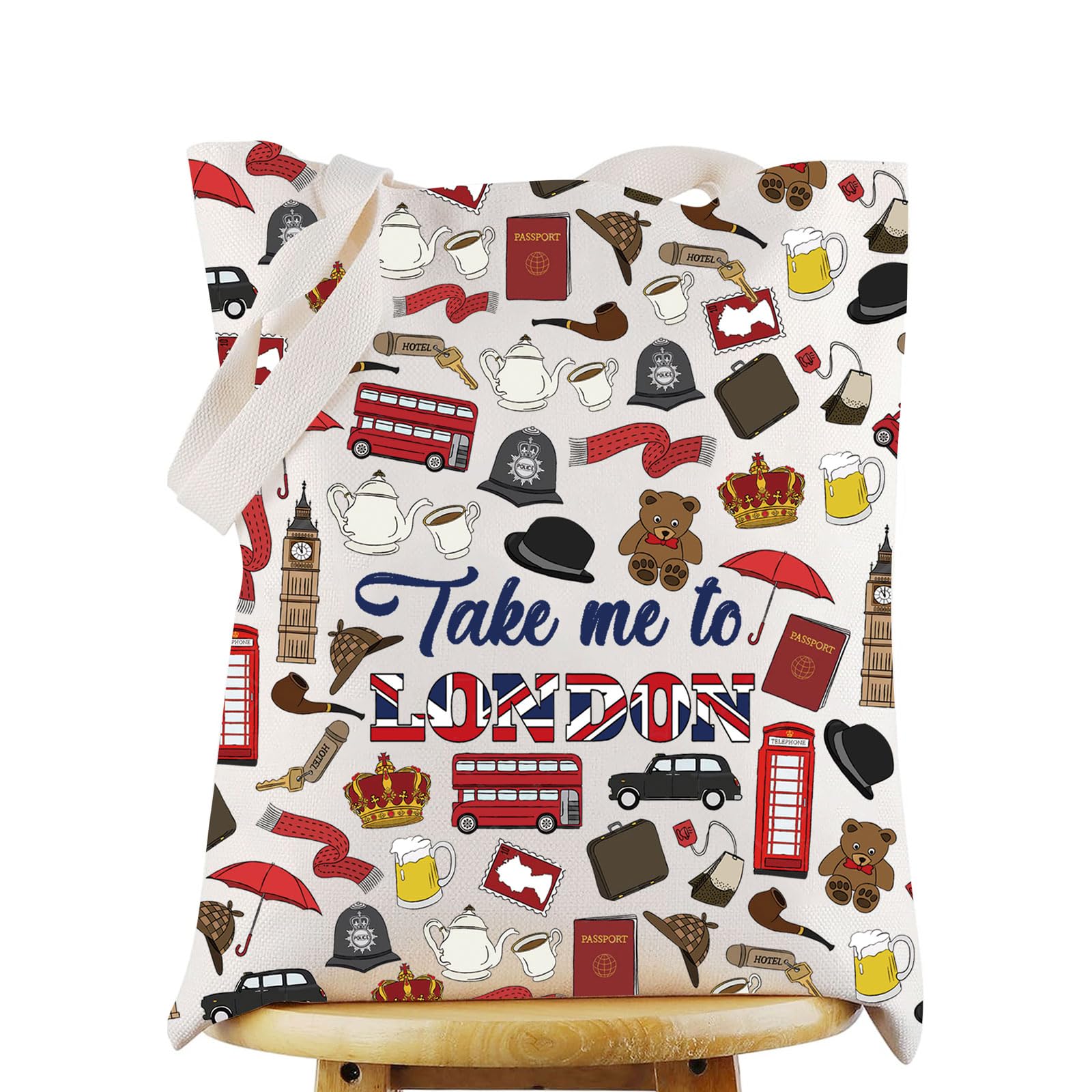 WZMPA England London Travel Makeup Bag, Take Me To London Zipper Pouch, British Theme Gift Merchandise, Fit