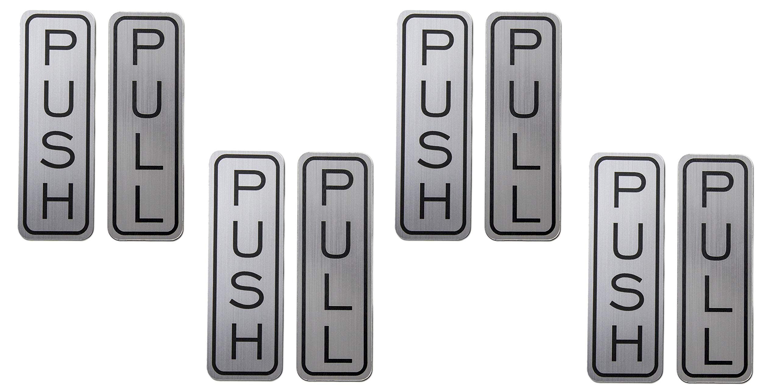 Coolest Brushed 304 Grade Stainless Steel Premium Push/Pull Set Door Sign (Vertical) 5 x 1.5 inch Stylish… (Pair of 4)