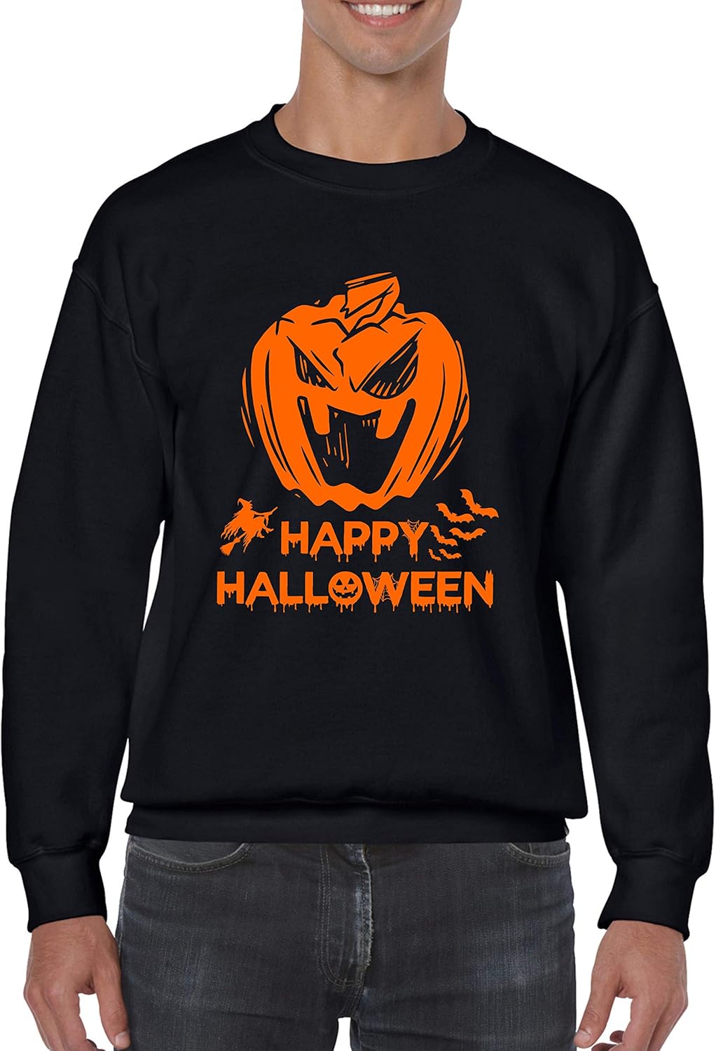Happy Halloween Jumper, Pumpkin Scary Horror Witch Cat Bat Unisex