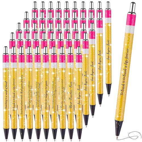 50 Pack Thank You Teachers Pens Gift Teacher Appreciation Gifts Thank You Gifts for Teacher Bulk Inspirational Ballpoint Pens Motivational Ink Pen for Women Men Colleagues Coworker