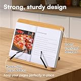 H&S Bamboo Recipe Book Stand with 6 Angles – Hands Free Cookbook Holder view 2