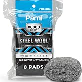 PAMI 0000 Fine Steel Wool Scrubber Pads for Glass Cleaning &amp; Polishing,8-Pk