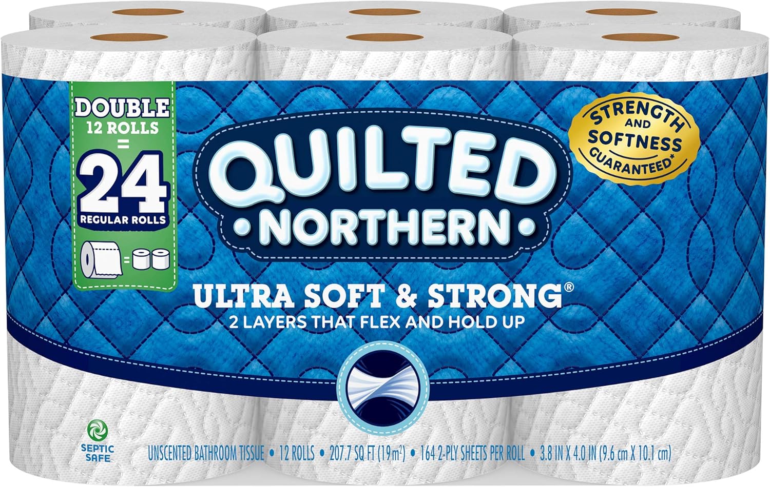 Quilted Northern Ultra Soft & Strong Toilet Paper, Bath Tissue Rolls, Double Rolls, 12 Count of 164 Sheets Per Roll: Health & Personal Care