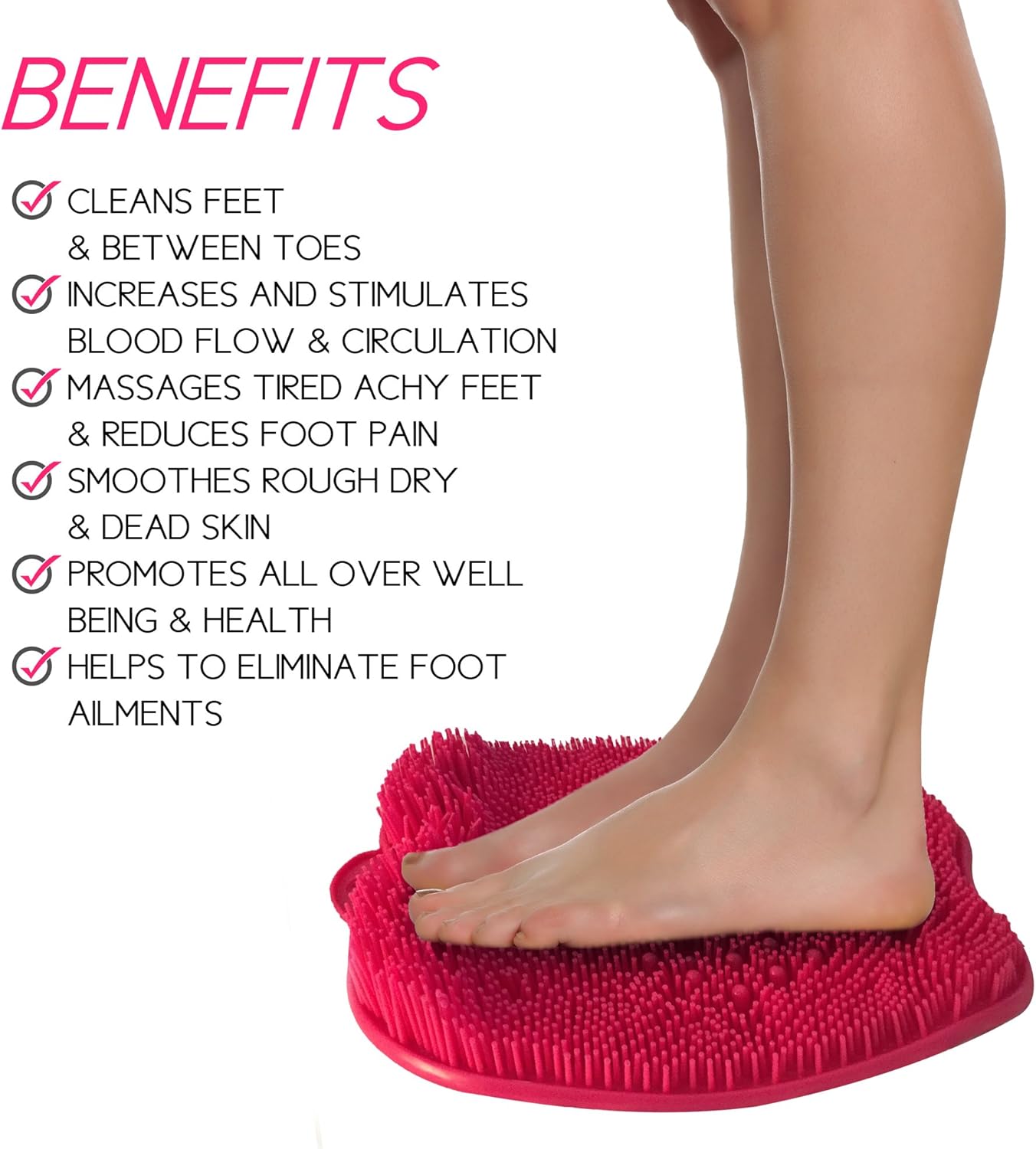 Shower Foot Massager Scrubber - Improves Foot Circulation & Reduces Foot Pain - Soothes Tired Achy Feet and Scrubs Feet Clean - Non Slip with Suction Cups: Health & Personal Care