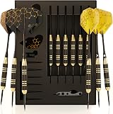 CC-Exquisite Professional Steel Tip Darts Set 6 x 22g Brass Barrels 12 Shafts