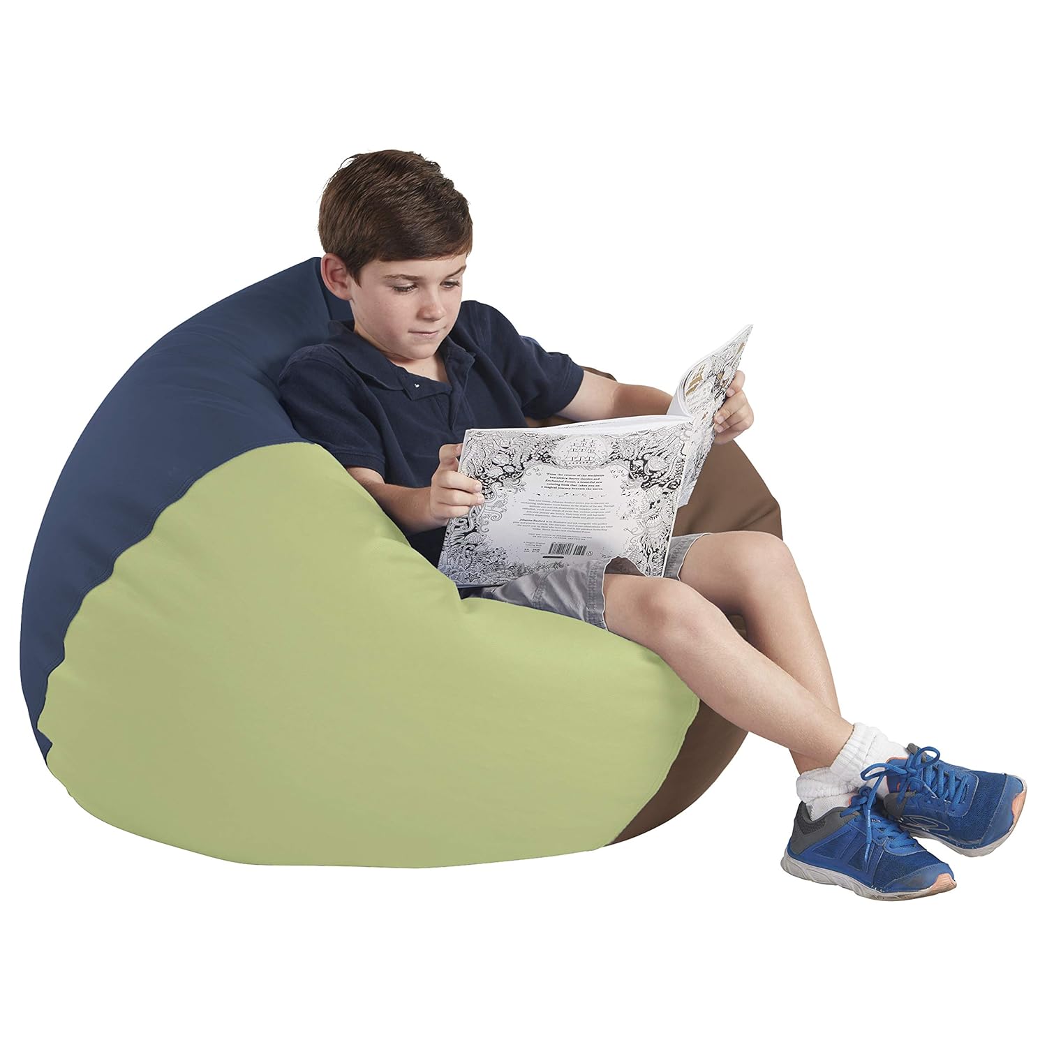 FDP SoftScape Classic 35" Junior Bean Bag Chair, Furniture for Kids, Perfect for Reading, Playing Video Games or Relaxing, Alternative Seating for Classrooms, Daycares, Libraries or Home - Earthtone