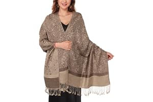 MUQU Women Pashmina Shawls and Wraps Scarf Soft Silky Reversible Paisley Scarves Shawl for Women