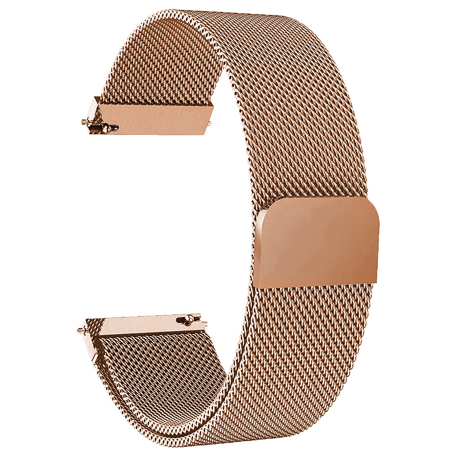 Photo 1 of Kuaguozhe 19mm Mesh Loop Bands Compatible with ID205L Veryfitpro SmartWatch and ID205 ID205G ID205U ID205S ID215G, No Buckle Design, Stainless Steel Replacement Straps for Women Men, RoseGold