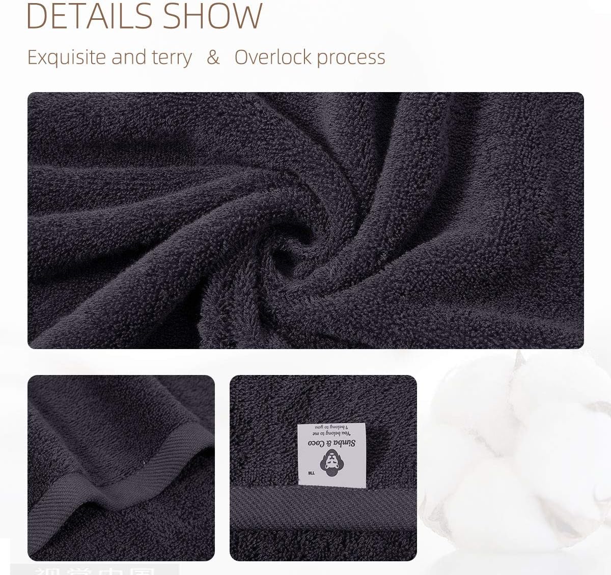 Simba&Coco 2-Piece Bath Towel Set for Bathroom 100% Ring Spun Cotton 600GSM Super Soft Highly Absorbent Extra Large Bath Towels 27x54 Inch (Black): Home & Kitchen