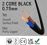 Primes DIY 3182Y 2-Core Flexible PVC Mains Cable 0.75mm 1m BASEC view 2
