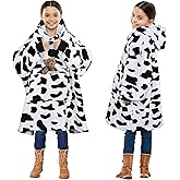 Solaris Cow Wearable Blanket Hoodie for Kids - Warm Soft Gift, Oversized Cozy Sherpa Fleece Sweatshirt Pullover for Teens, Girls, Boys, Large Pocket