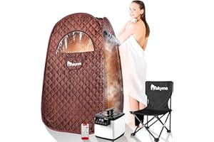 Handnam Portable Steam Sauna, Personal Sauna for Home Spa, Sauna Tent Sauna Box with Steamer 2.6L 1000W Steam Generator, 60 Minute Timer with Remote Control, Folding Chair, 15 Levels (Brown)