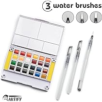 Artify Watercolor Field Sketch Set 24 Assorted Colors With 3 Brushes Perfect Watercolor Pan Set For Watercolor Paintings Cartoons Mini Travel