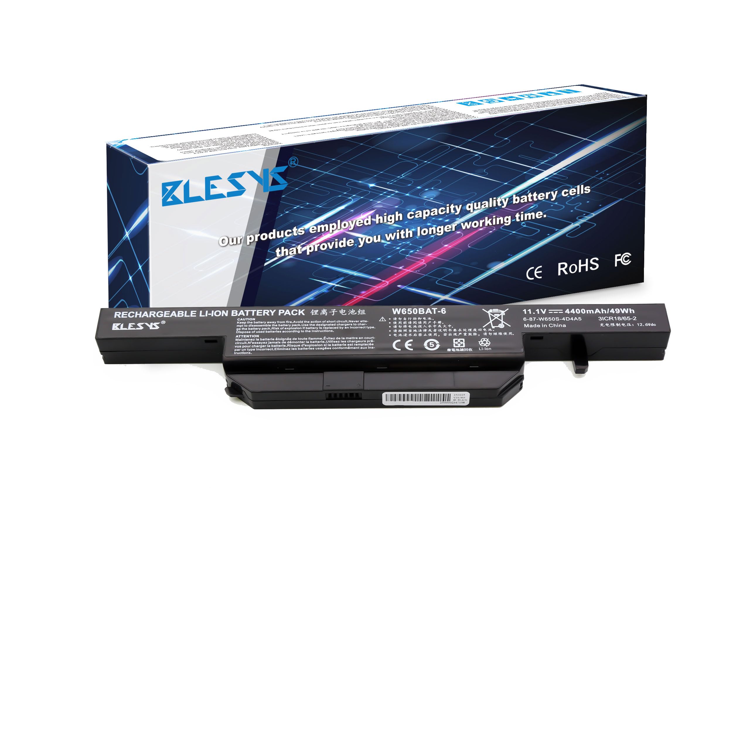 BLESYS Battery W650BAT-6 6-87-W650-4E42 6-87-W650S-4D4A3 Compatible with Laptop Battery Clevo W650 W650S W650SC W650SH W650SJ W650SR W650SZ W670SJQ; Hasee K610C K650D K570N K710C K590C K750D