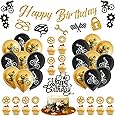 Bike Birthday Party Decorations, Including Banner, Cake Toppers, Balloons, Hanging Signs Bicycle Sports Theme Birthday Party Supplies for Kids and Bicycle Fans (B)