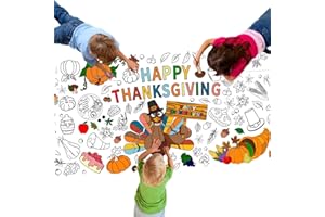 SBRVANIY Thanksgiving Giant Coloring Poster/Tablecloth，30 x 72 Inches Thanksgiving Crafts Gifts for Kids，Jumbo Paper Coloring Banner Games Activities Essentials for Kids Gifts，Thanks Giving Decorations Decor