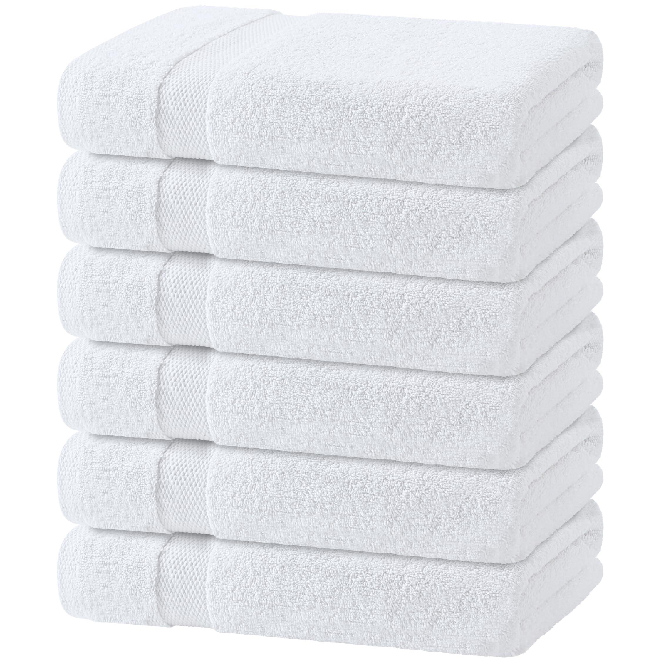 Photo 1 of Wealuxe White Bath Towels 24x50 Inch, 6 Pack - Extra Absorbent Cotton Towel Set for Bathroom