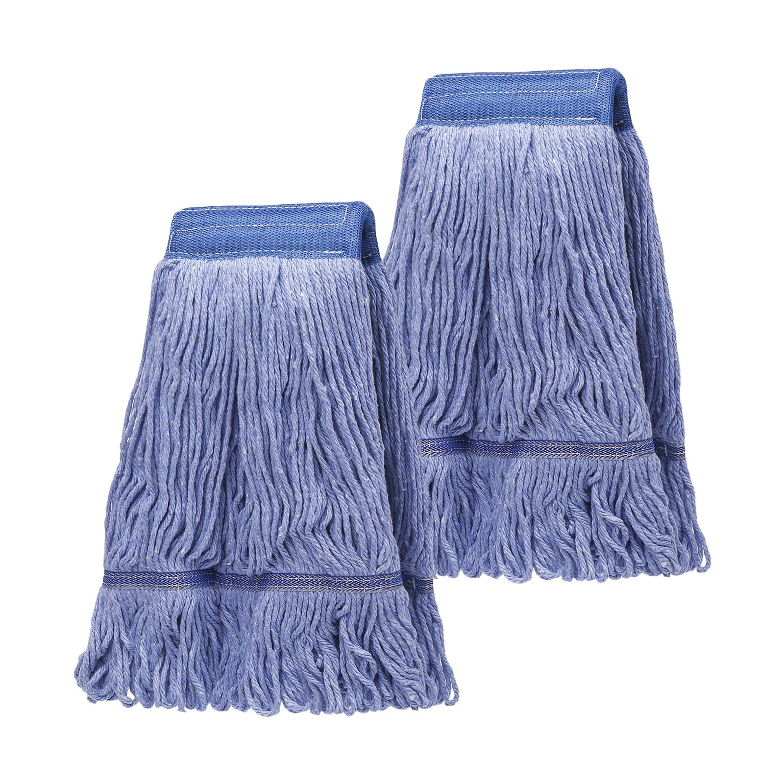Photo 1 of 2 Pack Mop Head Replacement, Cleaning Heavy Duty Mop Head Commercial Replacement, Wet Industrial Blue Cotton Looped End String Head Refills, Wet Refills Head Optimal Absorption and Durability (Blue)