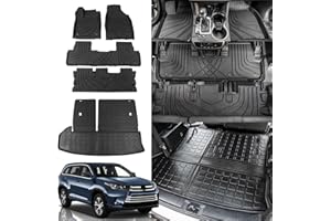Rongtaod Floor Mat Compatible with 2014-2019 Toyota Highlander Trunk Mat Cargo Mat Cargo Liner Back Seat Cover Protector Floor Liner 2019 Highlander Accessories (Trunk Mat with Backrest Mat+Floor Mat)