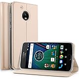 Moto G5 H&uuml;lle, IVSO Hohe Qualit&auml;t Advanced Shock Absorption Technology Case Folio Tasche Cover f&uuml;r Lenovo Moto G5 Smartphone (F&uuml;r Lenovo Moto G5, Gold)
