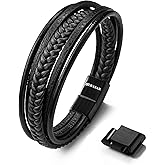 SERASAR | Premium Leather Bracelet [Braid] for Men in Black & Brown | Various Lengths | Magnetic Stainless Steel Clasp | Exclusive Jewellery Box | Great Gift Idea for Men