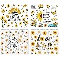 AFRITEE UV DTF Cup Wrap - 4 Sheets Sunflower UV DTF Cup Wraps for 20 oz Glass Water Bottle, Boho Flower Gnome Uvdtf Transfer Stickers for Mug Coffee Cups DIY Home Crafts Creative Gifts