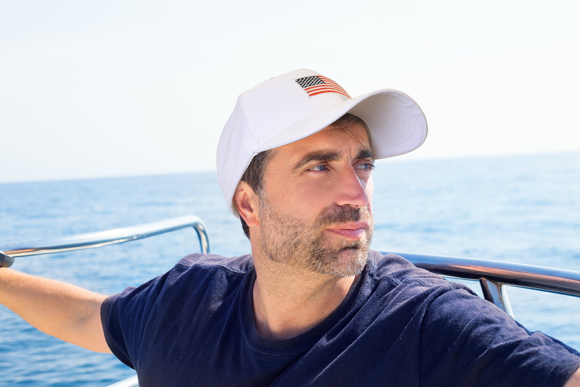 Tirrinia Unisex American Flag Embroidered Baseball Cap Adjustable Sports Golf Cap White