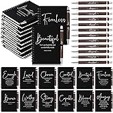 Kosiz 12 Sets Christian Gifts Bulk Inspirational Bible Verse Spiral Notebook and Religious Bamboo Ballpoint Pen Journal with Scripture for Church Member Bible Study Teacher Valentines Holy Week (Black)