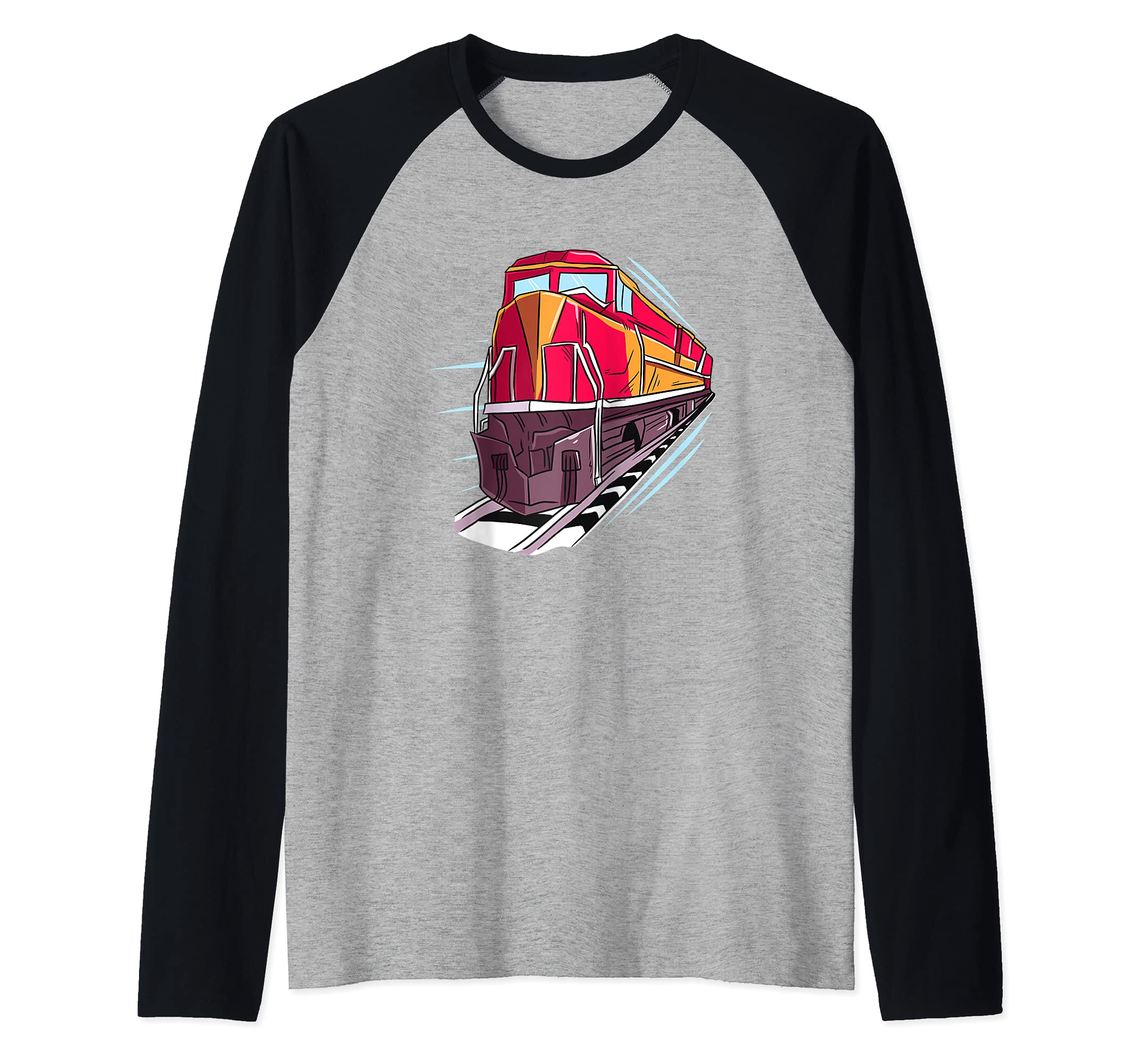 Passenger Train - Freight Train- Model Train Gift -Railfan Raglan Baseball Tee