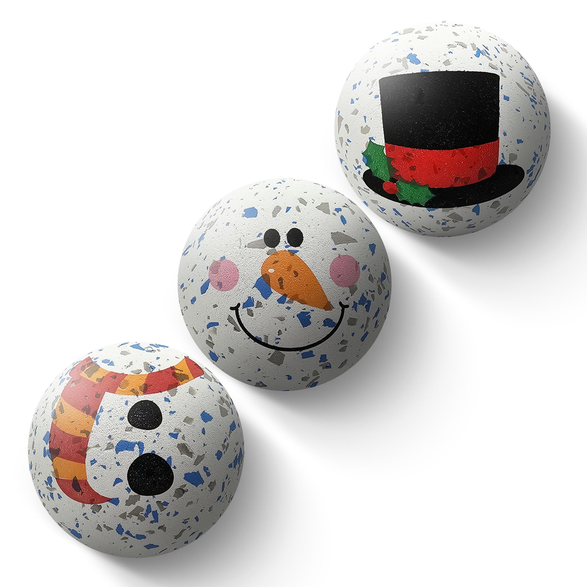 SPORTSPET High Bounce Dog Balls Snowman Stack Edition, Rubber Dog Ball, Dog, Fun Fetch Toy for Dogs, Durable Dog Ball for Play, for Dogs, Pack of 3 (60mm) Christmas Toy for your Mate