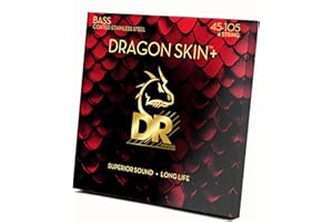 DR Strings Bass Guitar Strings | DRAGON SKIN+ Coated Stainless Steel | DBS-45 | Superior Sound with Comfortable Feel & Long Life | Medium 45-105 (DBS-45)