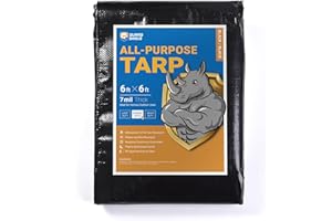 GUARD SHIELD Black Tarp Waterproof 6x6 Feet Medium Duty All Purpose Poly Tarps Cover 7mil