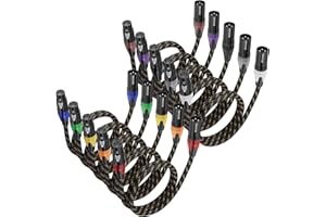 BEZOKABEL XLR Cables, XLR Microphone Cables 3ft 10 Packs Nylon Braided Balanced XLR Speaker Cable 3-Pin Male to Female Mic Cable for Microphones, Mixer and Speaker Systems