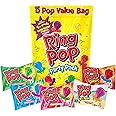 Ring Pop Individually Wrapped Bulk Lollipop Variety Party Pack – 15 Count Lollipop Suckers w/ Assorted Fruity Flavors - Fun Candy Bulk For Party Favors & Goodie Bags