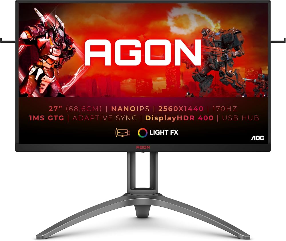 AOC AGON AG273QXP 27" QHD 165Hz 1ms Nano IPS Gaming Monitor AMD FreeSync USB Hub