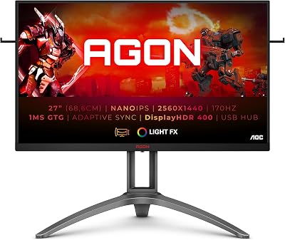 AOC AGON AG273QXP 27" QHD 165Hz 1ms Nano IPS Gaming Monitor AMD FreeSync USB Hub