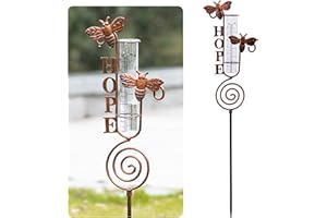 Manortang Metal Bee Rain Gauge Outdoor, 30“ Freeze Proof Rain Gauge, Hope Decorative Rain Gauge with Sturdy Stake, Waterproof for Yard Garden Patio Lawn, Outdoor Garden Decorative Statue