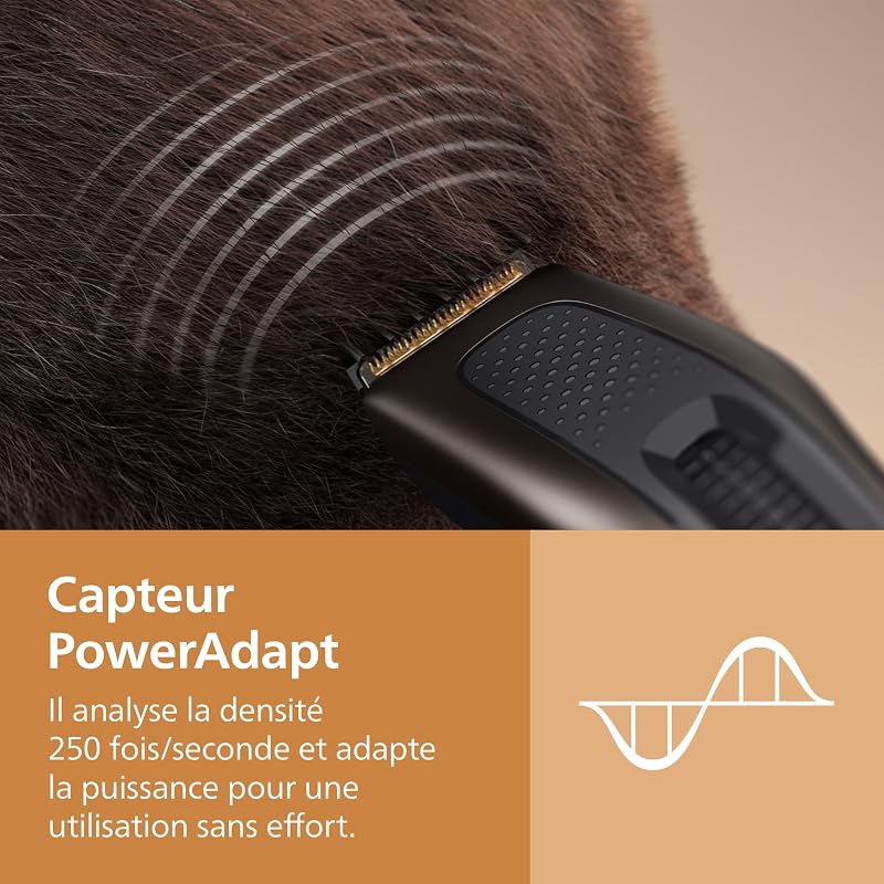 série 9000 – tondeuse cheveux pour hommes et femmes, lames auto-affûtées, 28 hauteurs de coupe par paliers de 1 mm, sabot Trim-and-Flow,autonomie jusqu’à 180 min,kit barbier 4 pièces,HC9721/15