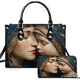 Personalized Catholic Virgin Mary Leather Bag, Custom Name Handbags and Purses for Christian Women Religious Bag Gifts