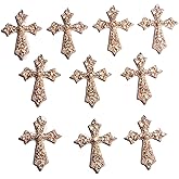 Syntego 10pcs Rose Gold Diamante Rhinestone Cross Embellishments Flat Back Crystal With Sparkly Grade A Rhinestones