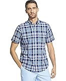 Men's Slim Fit Saltwater Dockside Chambray Short Sleeve Button Down Plaid Shirt
