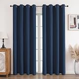 CUCRAF 100% Blackout Curtains Blue 90 Inch Drop 2 Panels 90x90 Inch