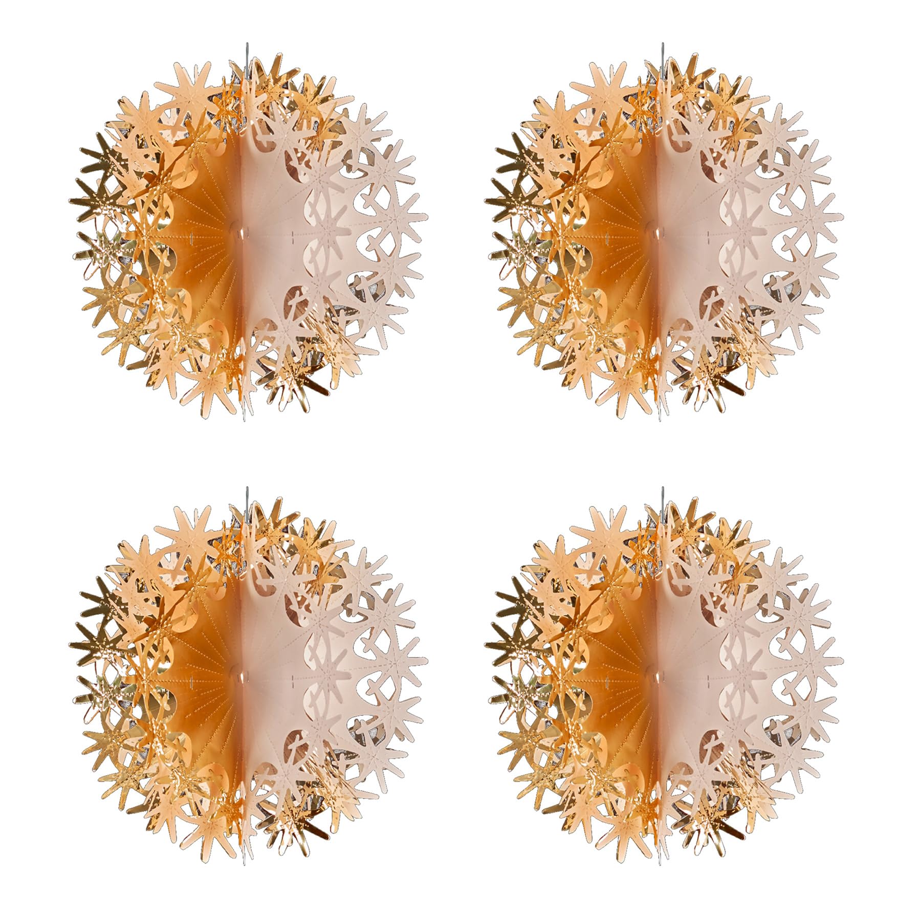 Foil Ceiling Decorations Rose Gold Christmas 2 Tone - Set 4 30cm Balls Christmas Decorations