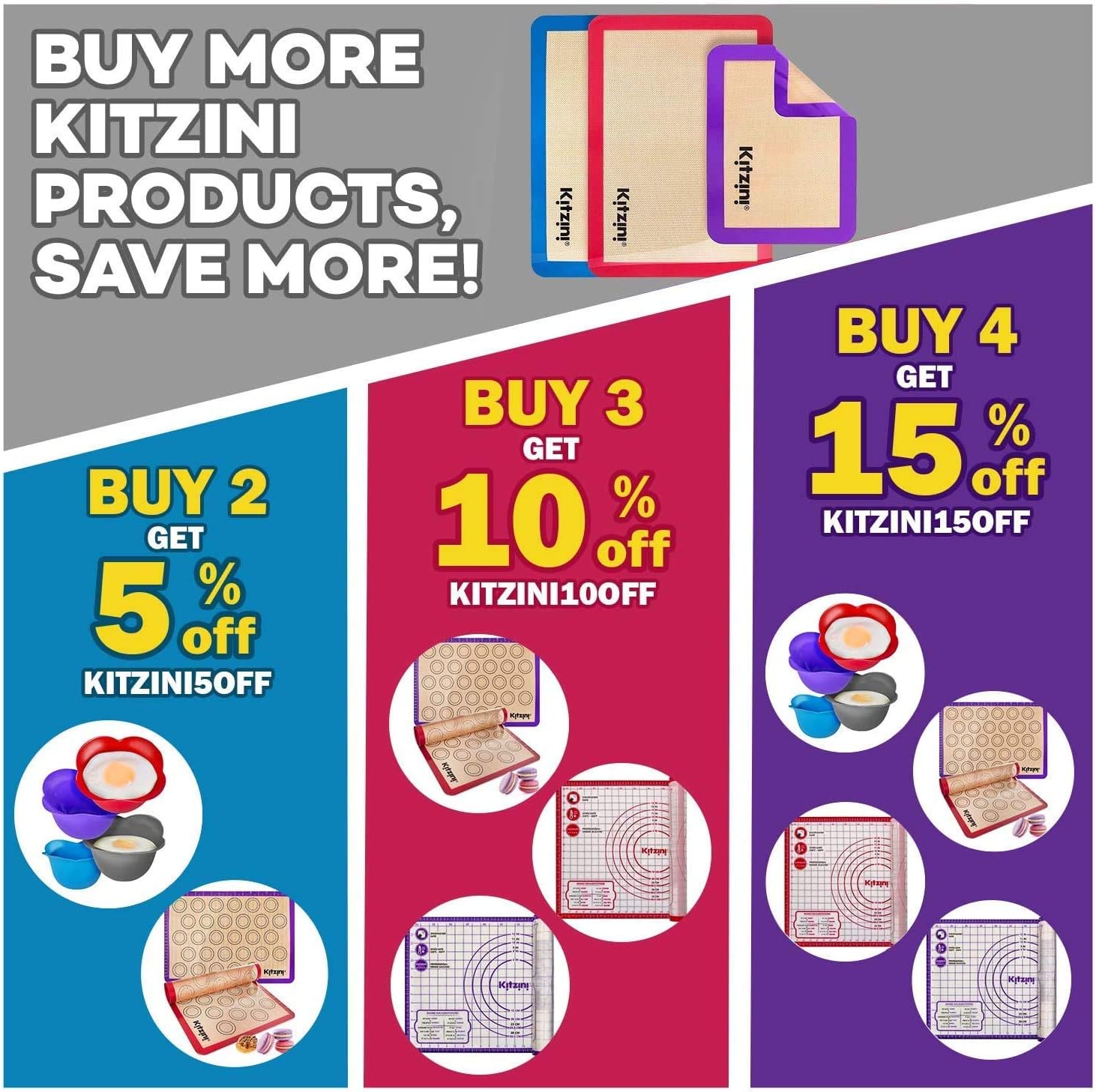 Silicone Baking Mats - Non Stick Sheet Mat - Large BPA Free Professional Grade Liner Sheets - Perfect Bakeware for Making Cookies Macarons, Bread and Pastry (4): Kitchen & Dining
