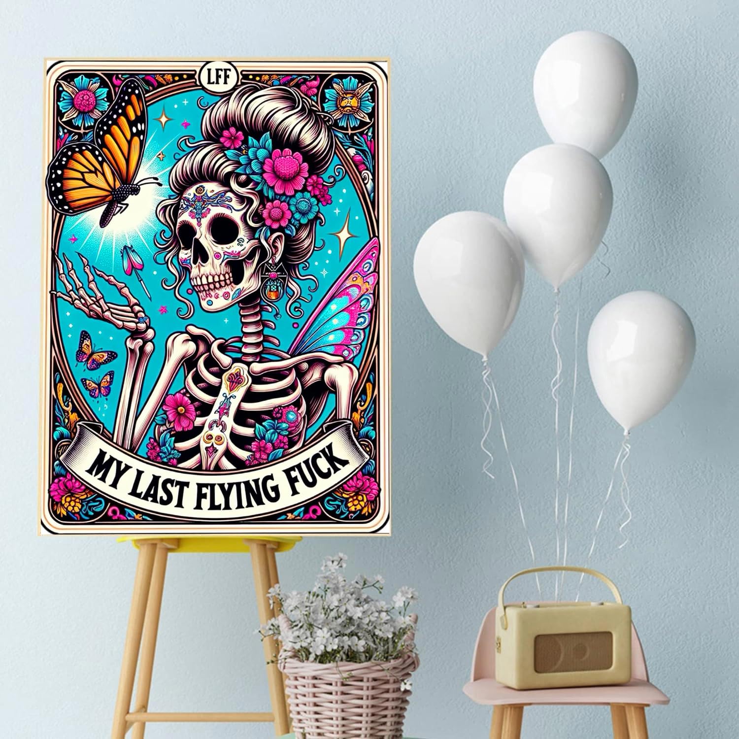 Meothan Skull Diamond Art Kits for Adults-Skull Last Flying Diamond Painting Kits for Adults Beginners, 5D DIY Full Drill Round Rhinestone Gem Art Crafts Paintings for Home Wall Decor 12